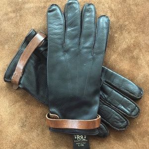 RRL officer gloves. Size L/XL. Brown leather and lined with brown cashmere.